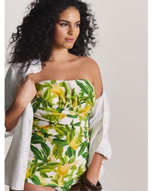Simply Be Lemon Magisculpt Twist Front Bandeau Tankini Top - Green