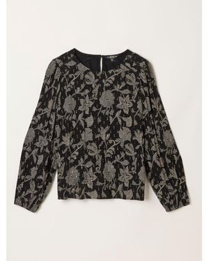 FatFace Fatface Sofia Dot Floral Petite Embroidered Blouse - Black
