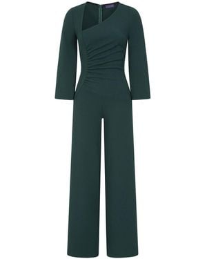 Hot Squash Ruched Jumpsuit With Sleeves - Green