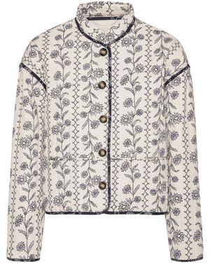 Ilse Jacobsen Embroidered Floral Button Jacket - White