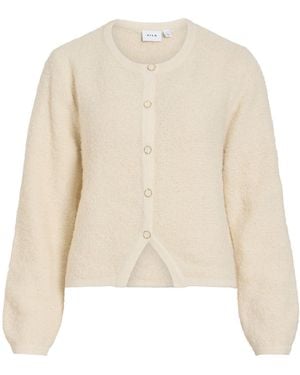 Vila Textured Knitted Button Jacket - Natural