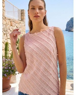 Roman Fringe Detail Trim Vest - Pink