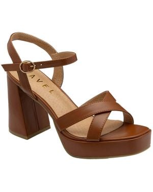 Ravel Open Toe Platform Sandals - Brown
