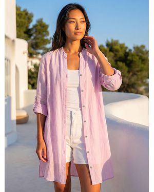 Roman Petite Cotton Front Button Overshirt - Pink