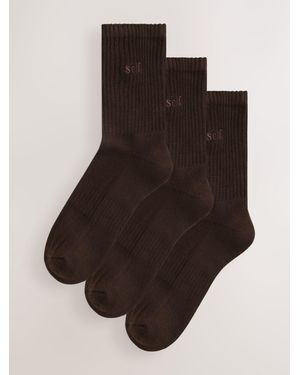 Self Cushion Sole Ankle Socks - Brown