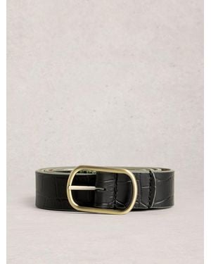 White Stuff Dark Reversible Leather Belt - Black