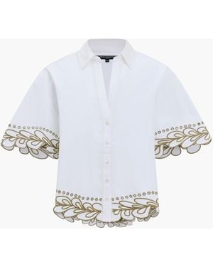 French Connection Alissa Cotton Embroidered Trim Shirt - Weiß