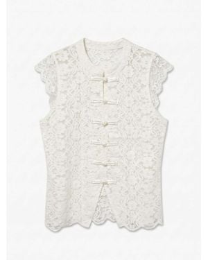 Vero Moda Sleeveless Mandarin Lace Top - White