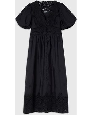 Whistles Cotton Broderie V-Neck Dress - Black