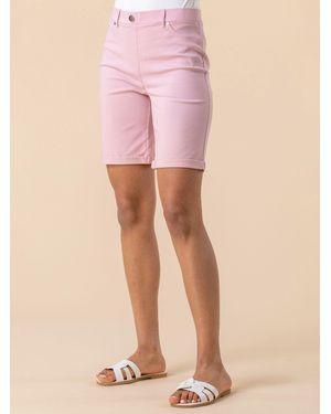 Roman Turned Hem Stretch Shorts - Pink