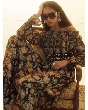 River Island Printed Bardot Maxi Dress - Brown