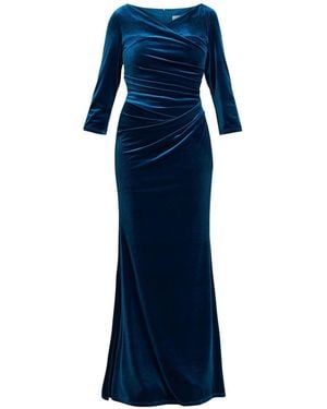 Gina Bacconi Sophie Velvet Maxi Dress With 3/4 Sleeve - Blue