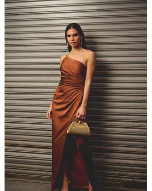 Adrianna Papell Adrianna By Stretch Satin Long Dress - Gray