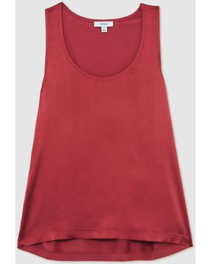 Reiss Silk-Front Cami Top - Red