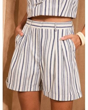 Love & Roses Petite Longline Tailored Blend Shorts - Blue