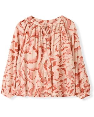 Celtic & Co. Cotton Tie Neck Swing Shirt - Pink