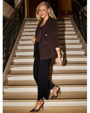 Sosandar Double Breasted Longline Blazer - Brown