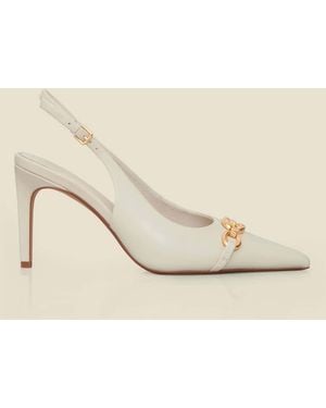 Sosandar Chain Detail Slingback Court Shoes - Natural