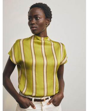 Next Stripe Satin Short Sleeve Top - Metallic