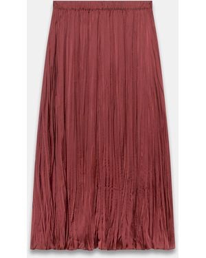 Mint Velvet Crinkle Maxi Skirt - Red
