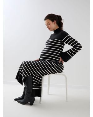 Jojo Maman Bébé Stripe Column Knit Maternity Dress - Black