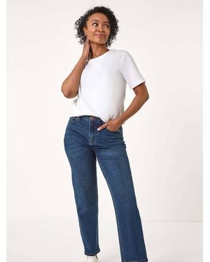 Roman Petite Stretch Straight Leg Trousers - Blue