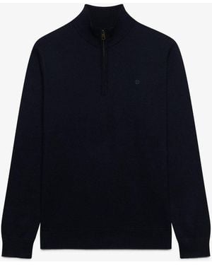 Superdry Dark Essential Lambswool Blend 1/2 Zip Sweater - Blue