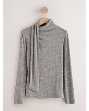 Next Charcoal Scarf Neck Long Sleeve Top - Grey