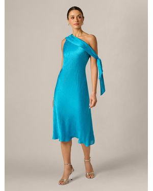 Adrianna Papell Woven Jacquard Midi Dress - Blue