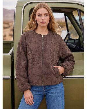 Roman Embroidered Bomber Jacket - Brown