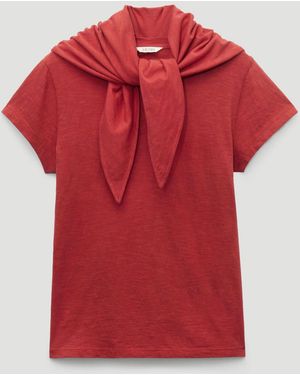 Hush Minna Slim Fit Slub T-Shirt With Scarf - Red
