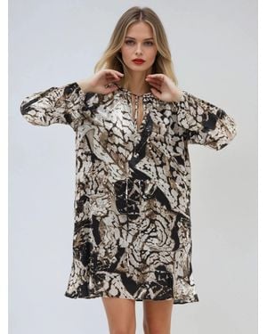 Religion Mystic Tunic Dress With Frill Hem - Purple