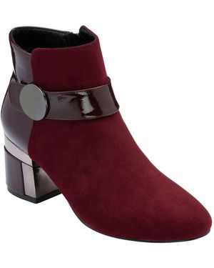 Lotus Heeled Ankle Boots - Red