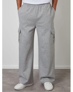 Threadbare Wide Leg Cargo Sweatpants - Gray