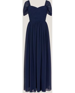 Monsoon Evelyn Bardot Maxi Bridesmaid Dress - Blue