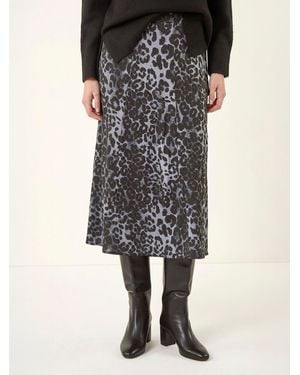Roman Printed A-Line Midi Skirt - Black
