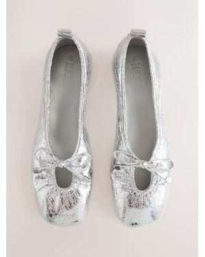 Next Forever Comfort Tie Up Ballet Shoes - White
