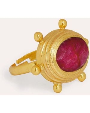Ottoman Hands Ruby Tone Zand Cocktail Ring - Metallic