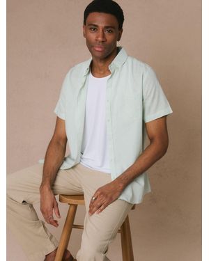 Threadbare Short Sleeve Linen Blend Shirt - Green