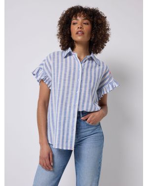 Scamp & Dude Stripe Frill Sleeve Shirt - Blue