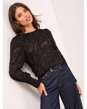 Lipsy Burnout Blouse - Black