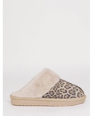 Simply Be Standard Fit Faux Fur Mule Slippers - Brown