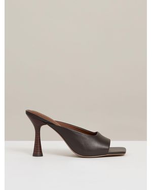 Reiss Justine - Chocolate Leather Heeled Mules, Us 6 (uk 4) - Natural