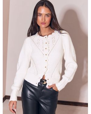 Lipsy Pointelle Knitted Cardigan - White