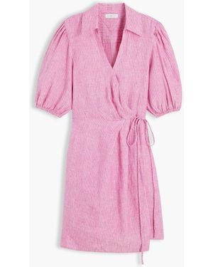 Tommy Hilfiger Pure Linen Relaxed Mini Wrap Dress - Pink