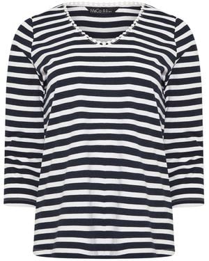 M Com Stripe Neck Trim Top - Blue
