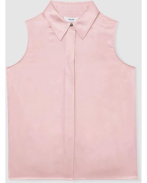 Reiss Silk Sleeveless Shirt - Pink