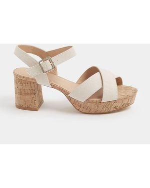 Yours Curve Wide Fit Platform Sandals - Natural