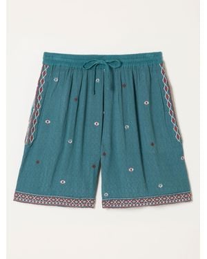 FatFace Fatface Evie Embroidered Shorts - Blue