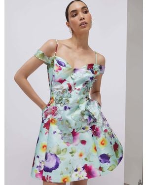 River Island Strappy 3D Floral Beaded Mini Dress - White